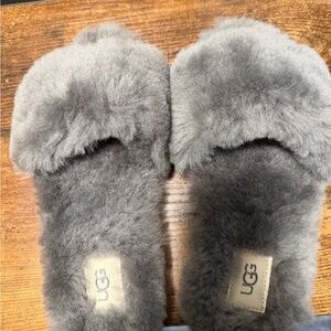 UGG Soft Gray Fluffy Slippers
